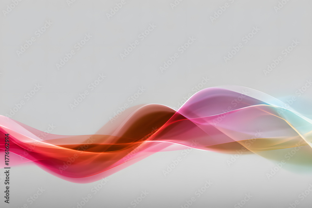 Naklejka premium flowing colorful light waves forming a luminous border around a blank background creating a dynamic modern banner with copy area