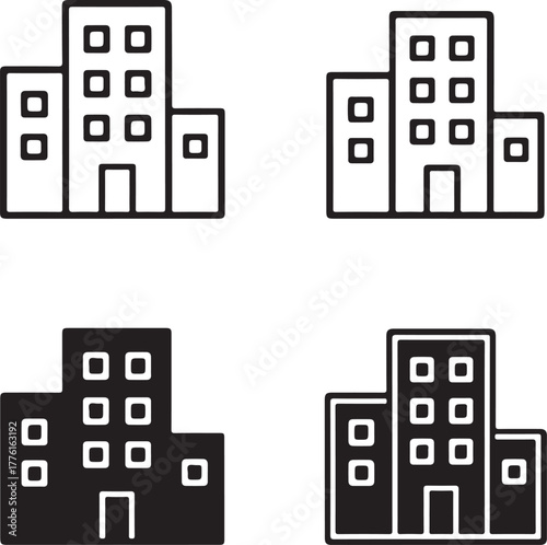 Isolated office icons set, black solid line outline filled minimal thin stroke office vector, workplace equipment symbol, editable corporate, business, productivity, organization, work design