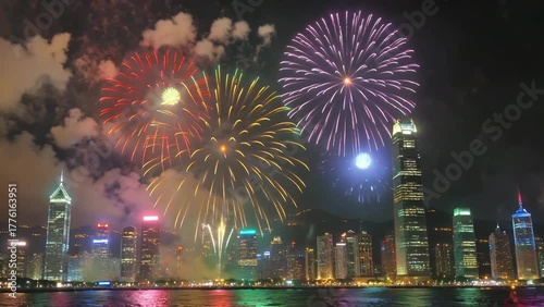 Display Over a Densely Populated Metropolitan Skyline During Celebratory