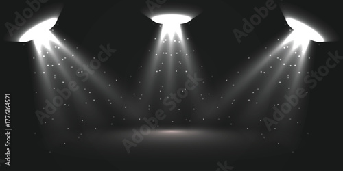 White Triple Spotlight Light Beam Background
