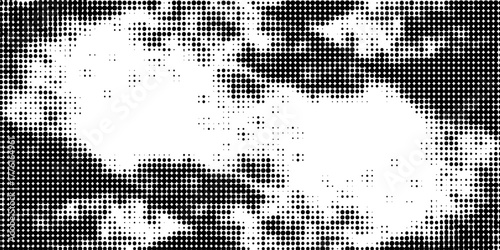 Edge frame. Halftone cartoon border. Pop art dot. Attention pattern. Faded attention texture. Black line isolated on white background.