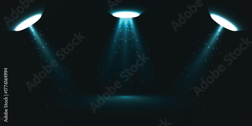 Teal Triple Futuristic Beam Light Background