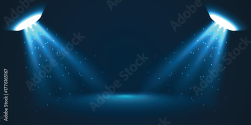 Cyan Triple Spotlight Light Beam Scene