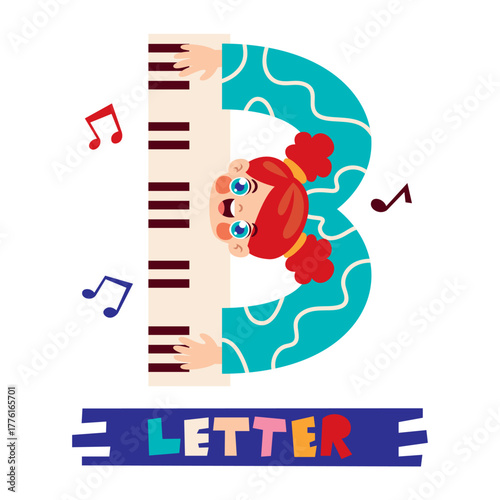 Colorful Letter Design With Child Body
