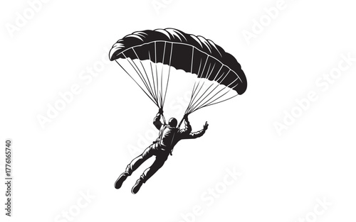 Parachute Skydiver Silhouette Illustration for Adventure and Sport Design