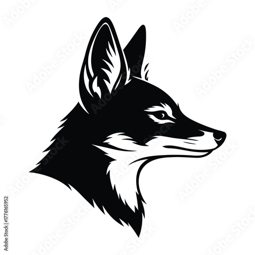 Fox head black silhouette of Golden Jackals
