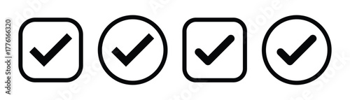 check mark icon button set. check box icon with right or correct buttons and yes checkmark tick box icons - checkbox symbol sign. check mark box square frame. 