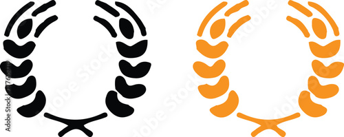 laurel wreath icon set vector logo design art illustration