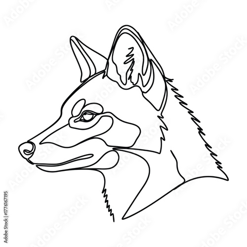 Fox head continuous line art illustration drawing