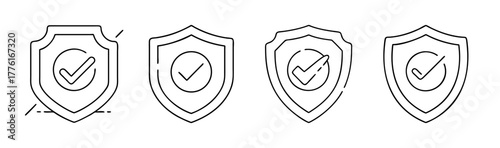 Security shield checkmark icon set vector illustration protection