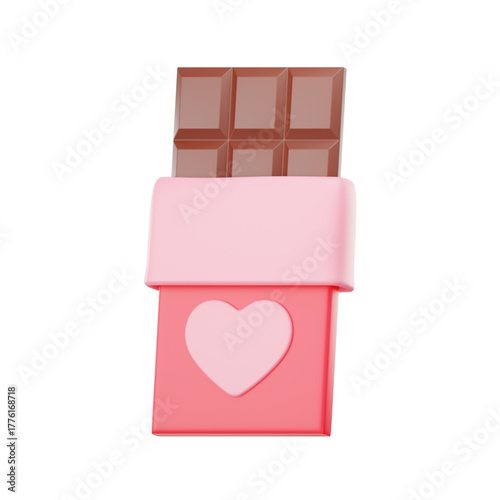 Sweet Valentine's Day Treat A 3D Illustration of Chocolate Delight with a Heart