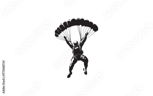 Parachute Skydiver Silhouette Illustration for Adventure and Sport Design