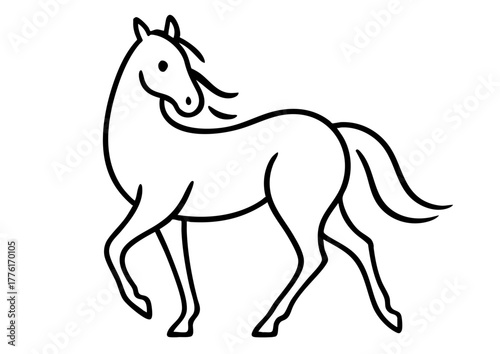 馬のシンプルな線画イラスト（2026年・年賀状素材）