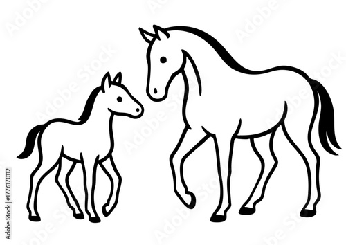 馬のシンプルな線画イラスト（2026年・年賀状素材）