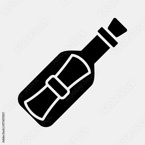 Icon bottle mail. Pirates theme elements. Icon in glyph style.