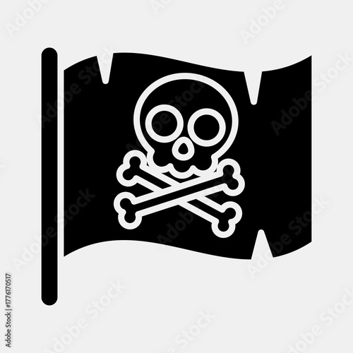 Icon pirate flag. Pirates theme elements. Icon in glyph style.