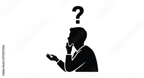 Silhouette of a man with a question mark above his head symbolizing confusion and uncertainty