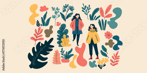 vector illustration anatomy and nature fusion