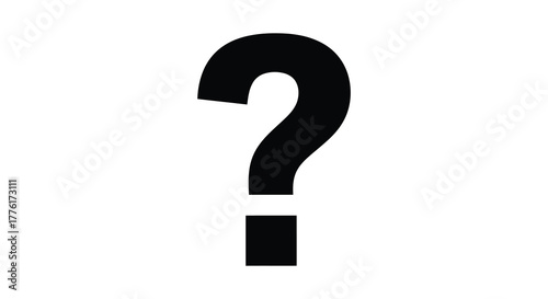 Bold black question mark symbol on a stark white background representing uncertainty and inquiry