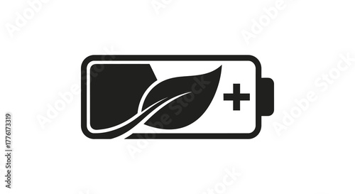 Eco friendly battery icon representing renewable energy and sustainable power sources for a greener future