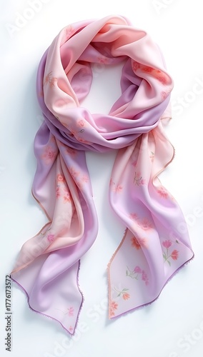 Wallpaper Mural A delicate silk scarf with faded floral patterns and slightly frayed edges, spread on a clean white surface, symbolizing elegance and passage of time.
 Torontodigital.ca