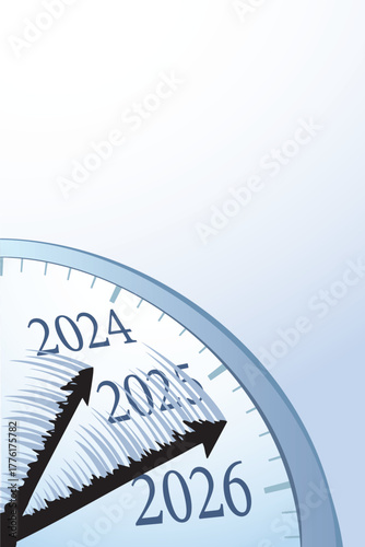 Vector drawing. The hands of a clock flutter in the wind.