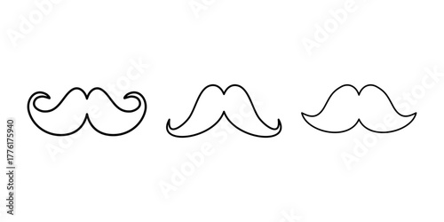 moustache line icon set isolate on white background.