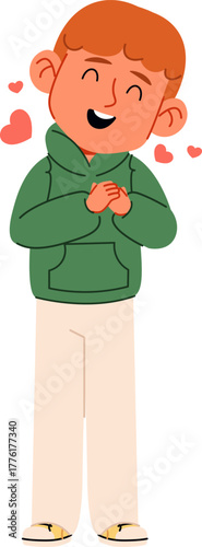 Smiling Boy Admiring Himself