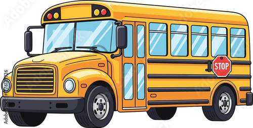 Classic yellow school bus ready for educational adventures and transportation needs isolated on transparent background