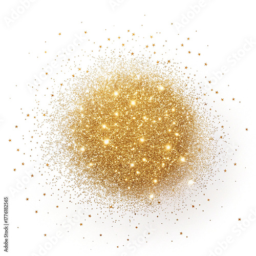 Golden Glitter Sphere on White Background
