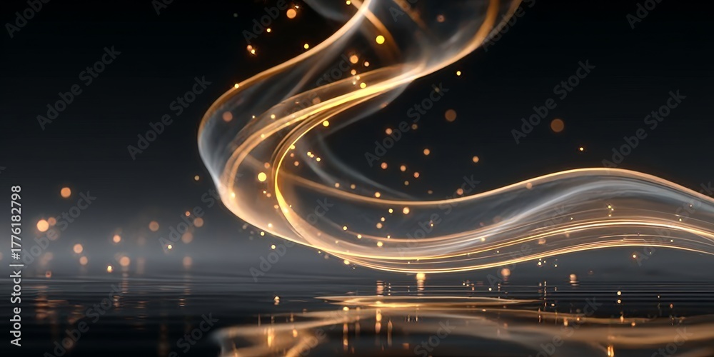 Fototapeta premium Abstract Gold Light Streaks and Motion Overlays with Magical Sparkle Effects for Festive Designs