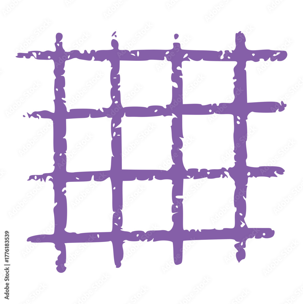 Naklejka premium hand drawn crayon outline vector of a simple three-by-three grid or lattice. Rough texture doodle background element perfect for collage layout, abstract backdrop, or planner design.