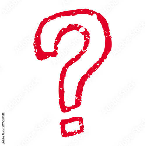 hand drawn crayon question mark vector with rough texture. Doodle element perfect for FAQ section, educational materials, quiz game design, or attention-grabbing sticker.