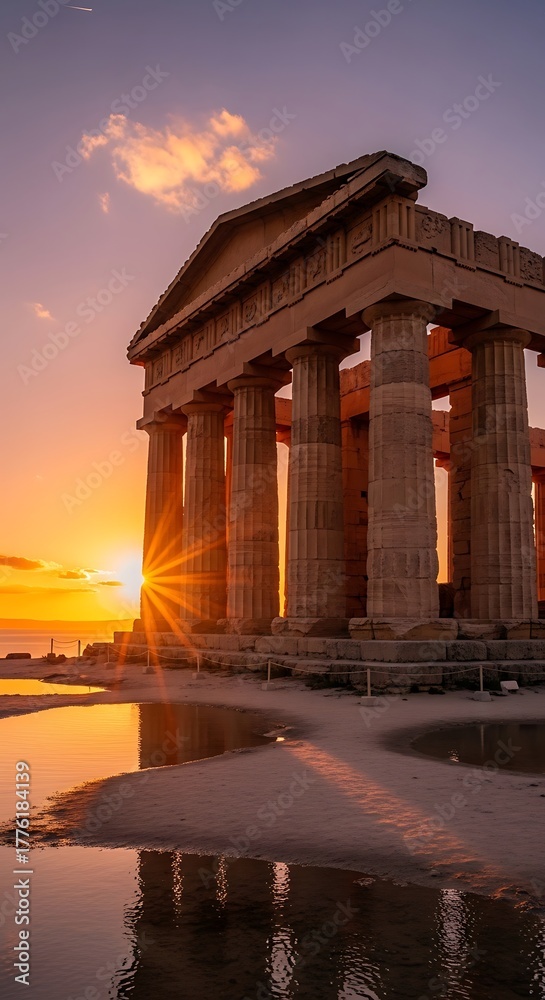 Fototapeta premium Temple of Hera at Sunset - Ancient Greek Architecture in Italy.