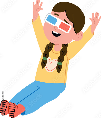 Girl Wearing 3D Glasses