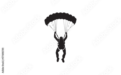 Parachute Skydiver Silhouette Illustration for Adventure and Sport Design