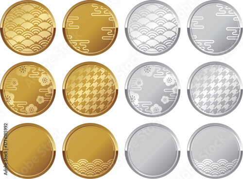 高級感のある和風フレーム12種セット　ゴールド＆シルバー