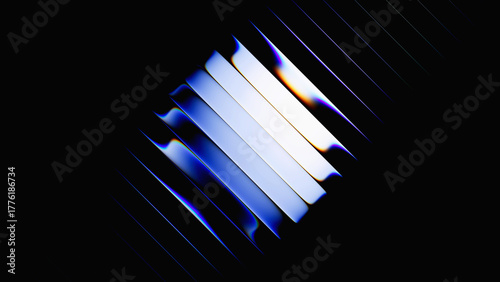 Wallpaper Mural 3d rendering. Abstract minimalist background featuring diagonal metallic stripes. Fluted glass Torontodigital.ca