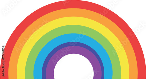 Vibrant arching rainbow displaying classic spectrum of colors full of hope and joy isolated on transparent background