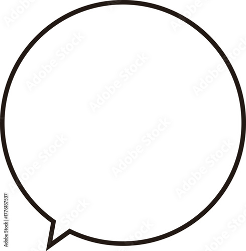 正円のふきだし。シンプルで使いやすい。ベクター。広いテキストスペース。