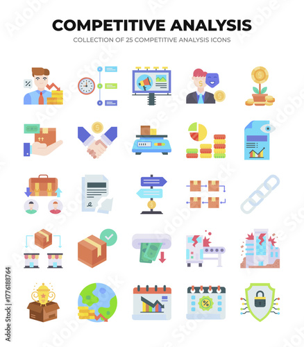 Competitive Analysis Icons. 25 Essential Business Strategy Graphics
