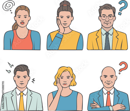 People with Negative Emotions Confusion Concern Doubt Thoughtfulness Indecisiveness