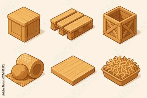 Collection of wooden storage and packaging items in various designs