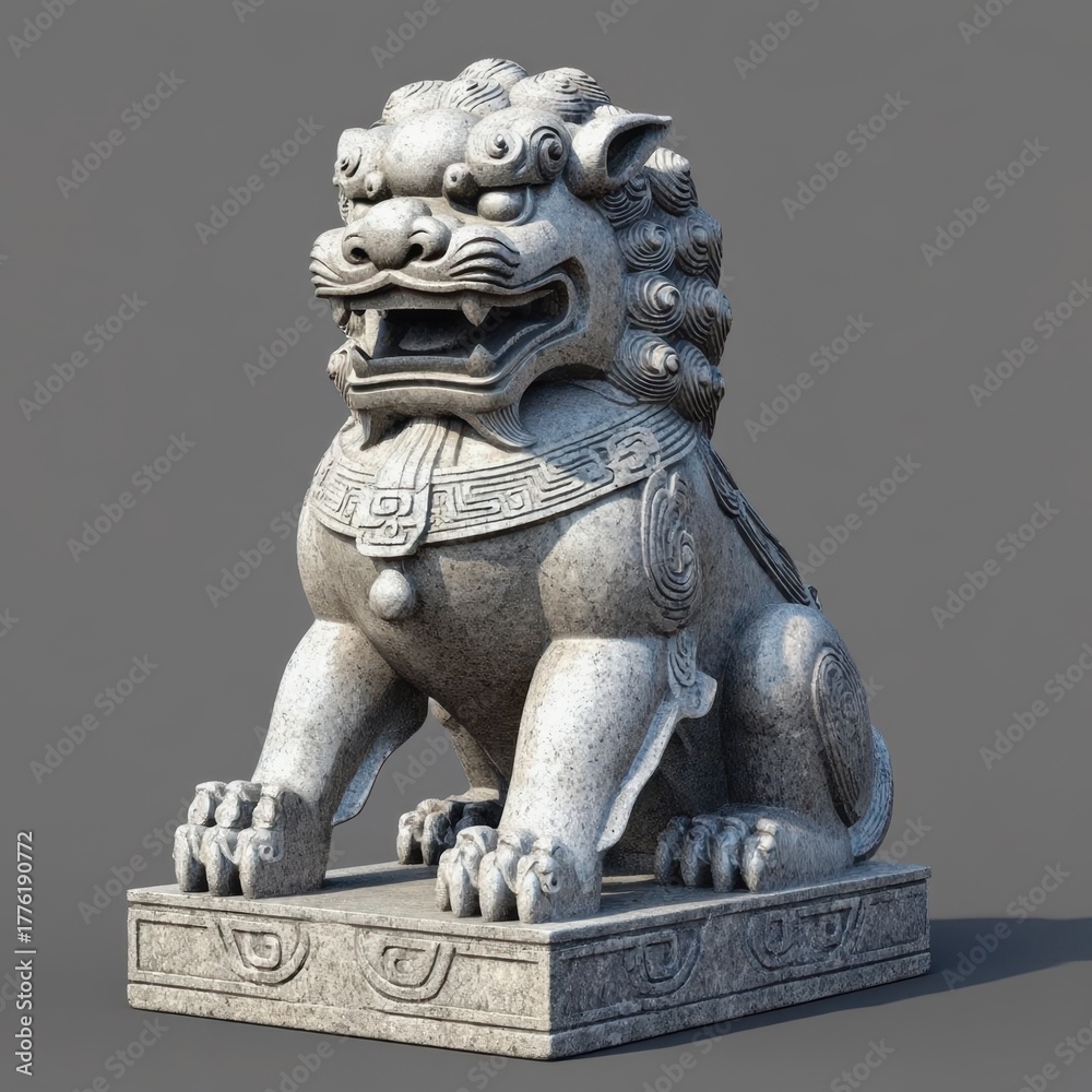 custom made wallpaper toronto digitalHighly detailed 3D model of a stone garden lantern, intricately carved from natural rock with a traditional design.