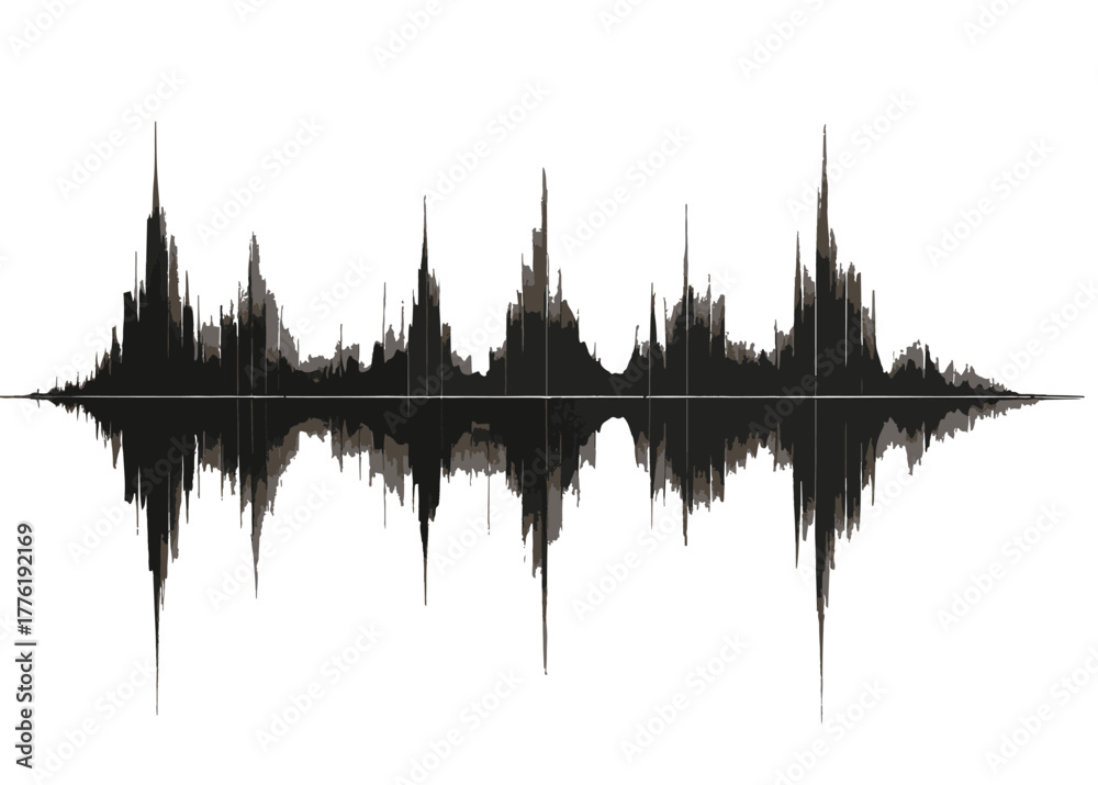 Fototapeta premium Abstract Sound Waveform Graphic with Textured Peaks and Valleys Keywords: sound wave, audio, waveform, abstract