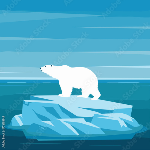 Polar bear silhouette on Arctic sea ice – Great for environmental campaigns, wildlife posters, or cold climate designs