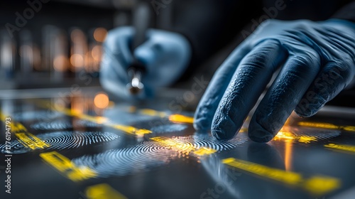 Detailed Close-Up of Fingerprint Analysis on Digital Screen
