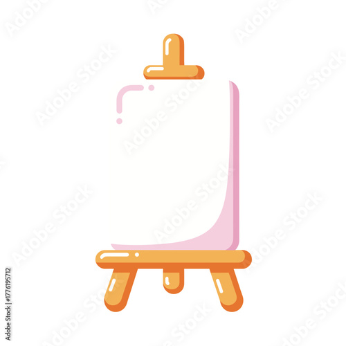 Blank drawing easel with empty canvas in modern flat style  