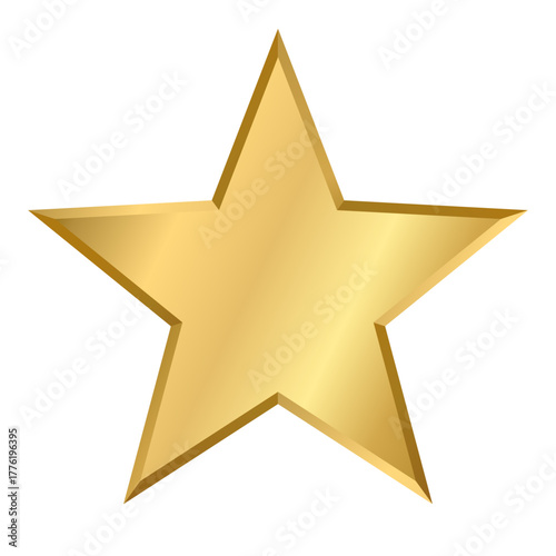 Realistic thin gold star with metallic effect. Isolated element for award, medal, rating designation, status on transparent background. Vector EPS10