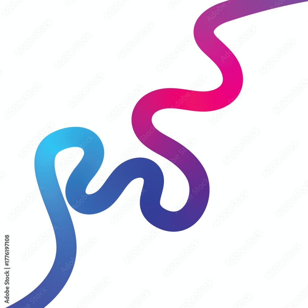 Fototapeta premium Gradient line with playful curves